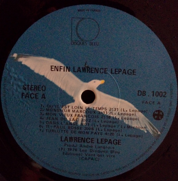 Lawrence Lepage - Enfin | Disques Bleu (DB1002) - 3