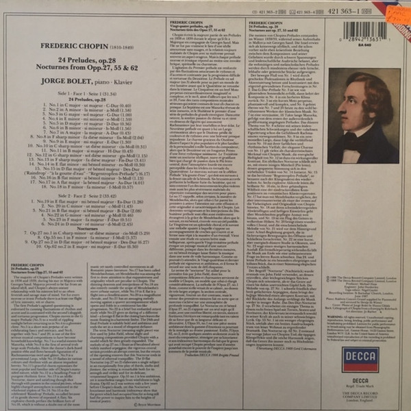 télécharger l'album Chopin, Jorge Bolet - 24 Préludes Op28 4 Nocturnes
