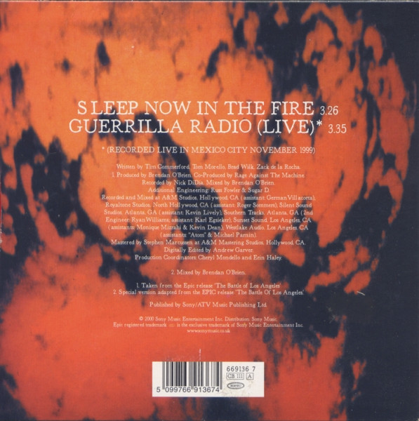 Rage Against The Machine - Sleep Now In The Fire, Releases