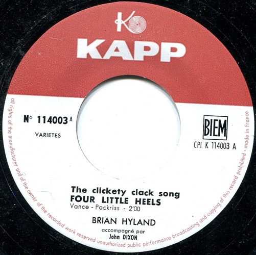 Brian Hyland - Four Little Heels (7 Inch Single) - Top Hat Records