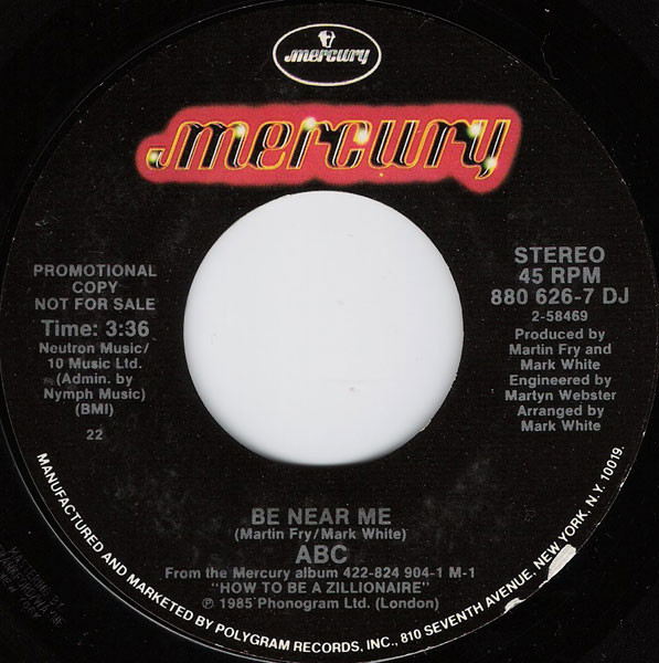 ABC – Be Near Me (1985, Vinyl) - Discogs