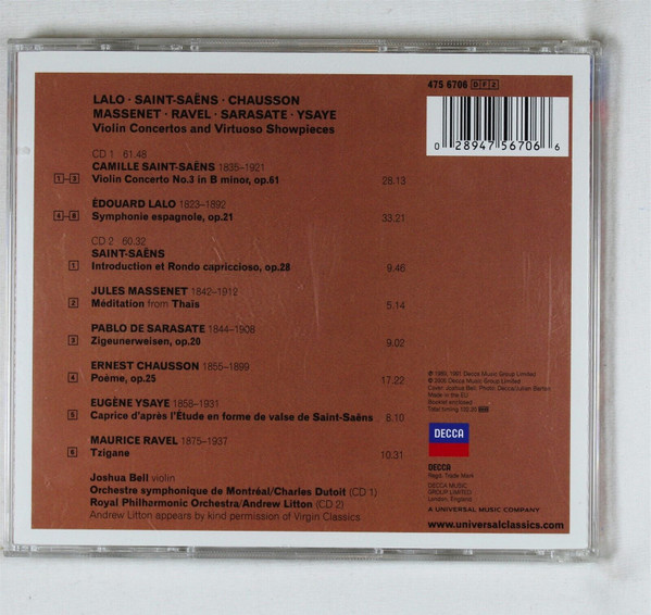 lataa albumi Joshua Bell - Lalo Saint Saëns Chausson Revel Etc