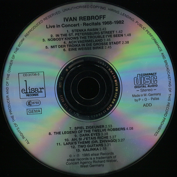 last ned album Ivan Rebroff - Live In Concert Recitals 1968 1982