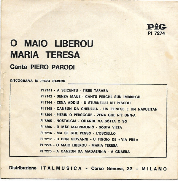 last ned album Piero Parodi - O Maio Liberou Maria Teresa