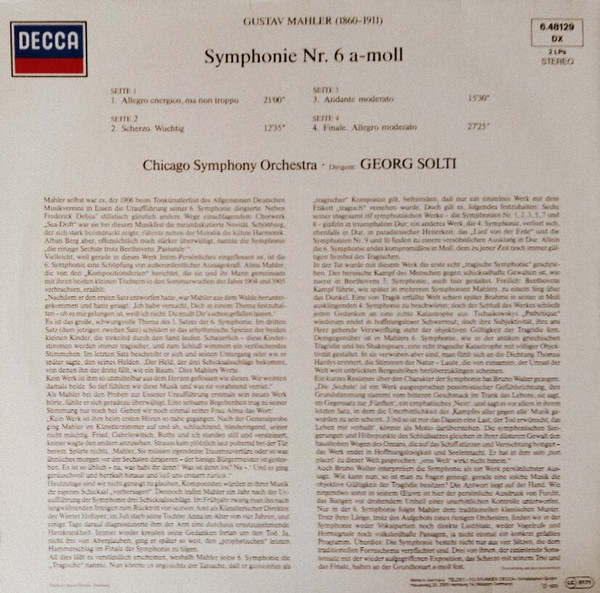 télécharger l'album Gustav Mahler, Chicago Symphony Orchestra, Georg Solti - Symphonie Nr 6 A moll