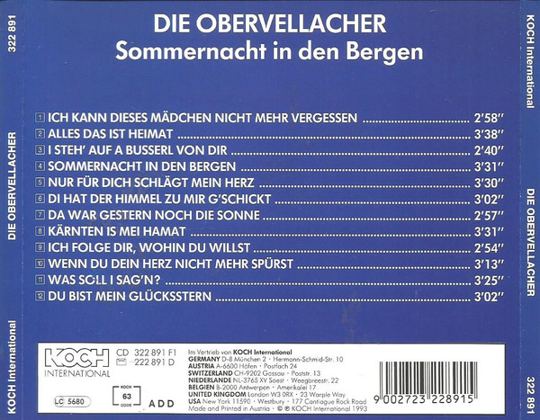 baixar álbum Die Obervellacher - Sommernacht In Den Bergen