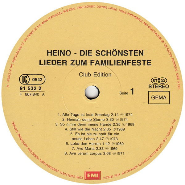 ladda ner album Heino - Die Schönsten Lieder Zum Familienfeste Hochzeit Muttertag Geburtstag