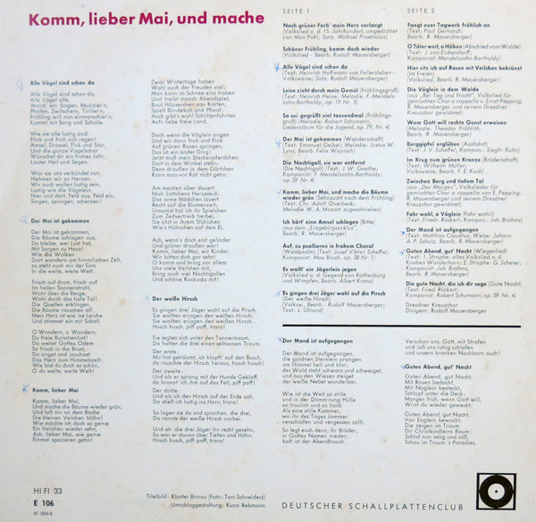 ladda ner album Dresdner Kreuzchor - Komm Lieber Mai Und Mache