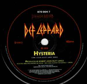 Def Leppard – Hysteria (1987, Vinyl) - Discogs