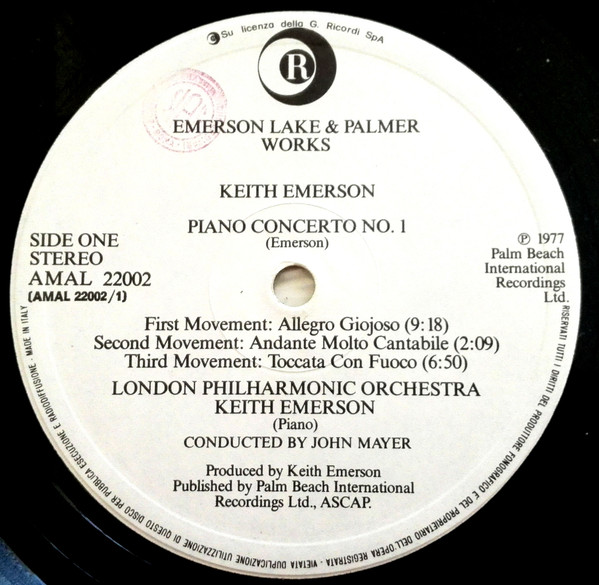 Emerson Lake & Palmer - Works (Volume 1) | Ricordi (AMAL 22002) - 3