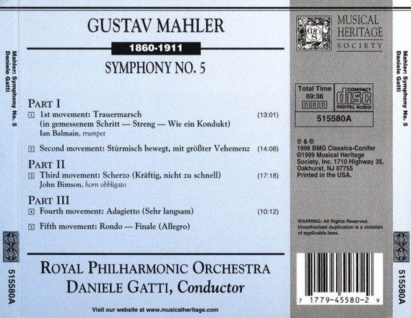 télécharger l'album Mahler Daniele Gatti, Royal Philharmonic Orchestra - Mahler Symphony No 5
