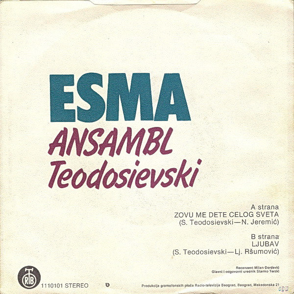 Album herunterladen Esma, Ansambl Teodosievski - Zovu Me Dete Celog Sveta