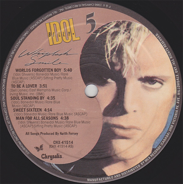 Billy Idol - Whiplash Smile | Chrysalis (CHX 41514) - 3