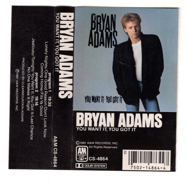 Bryan Adams – You Want It, You Got It (Dolby System, Cassette