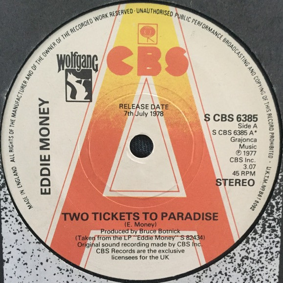 Eddie Money – Two Tickets To Paradise (1978, Vinyl) - Discogs