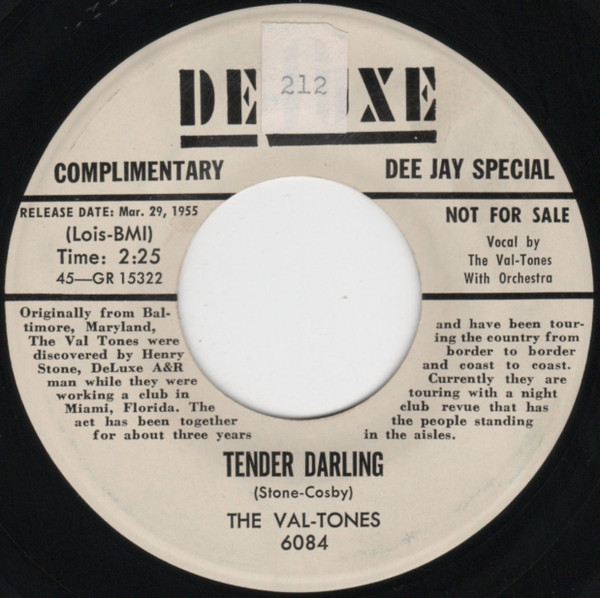 The Val-tones – Tender Darling / Siam Sam (1955, Vinyl) - Discogs