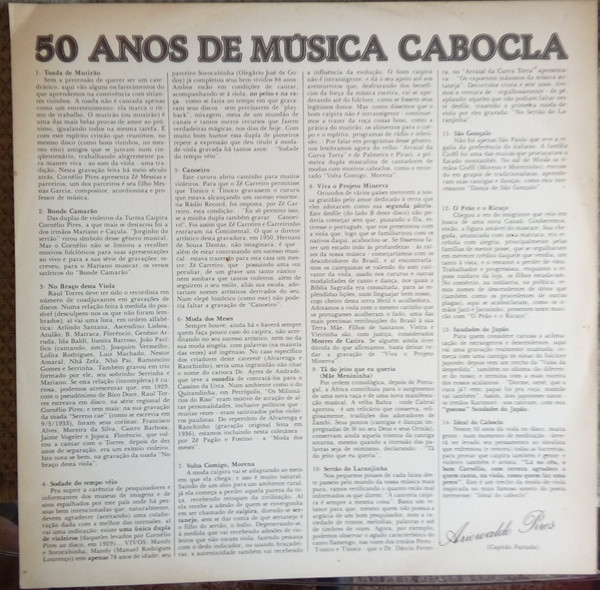 Lp 50 Anos De Música Cabocla - Vários Artistas