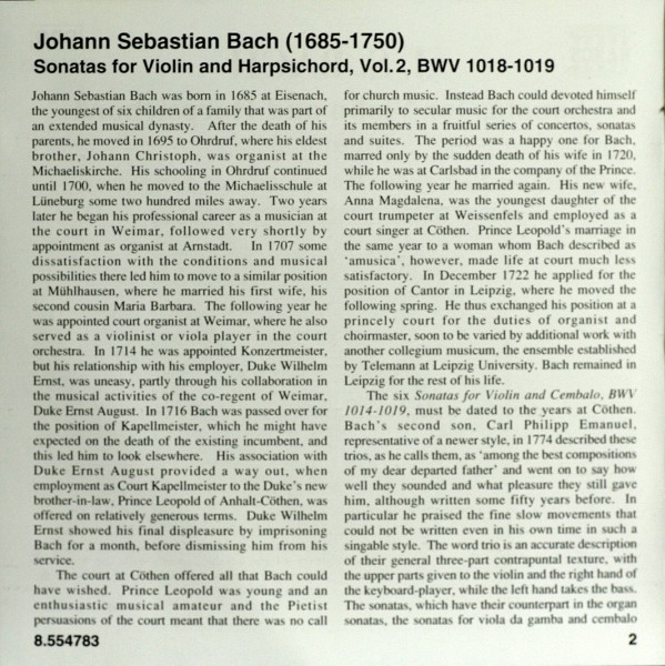 Album herunterladen JS Bach Lucy van Dael Bob van Asperen - Sonatas For Violin And Harpsichord Volume 2