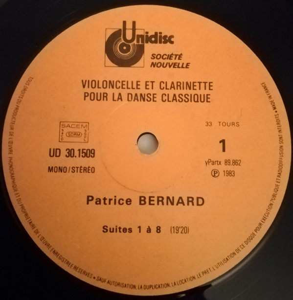 last ned album Patrice Bernard - Violoncelle Et Clarinette Pour La Danse Classique