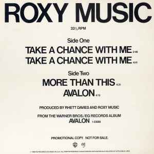 Roxy Music - Take A Chance With Me album cover