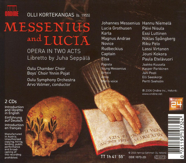 last ned album Olli Kortekangas Hannu Niemelä, Päivi Nisula, Essi Luttinen, Oulu Symphony Orchestra, Arvo Volmer - Messenius And Lucia Opera In Two Acts