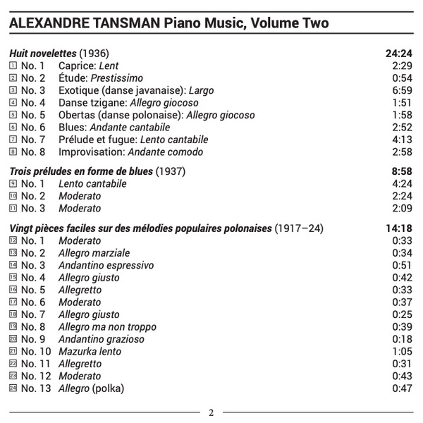 descargar álbum Alexandre Tansman, Danny Zelibor - Piano Music Volume Two