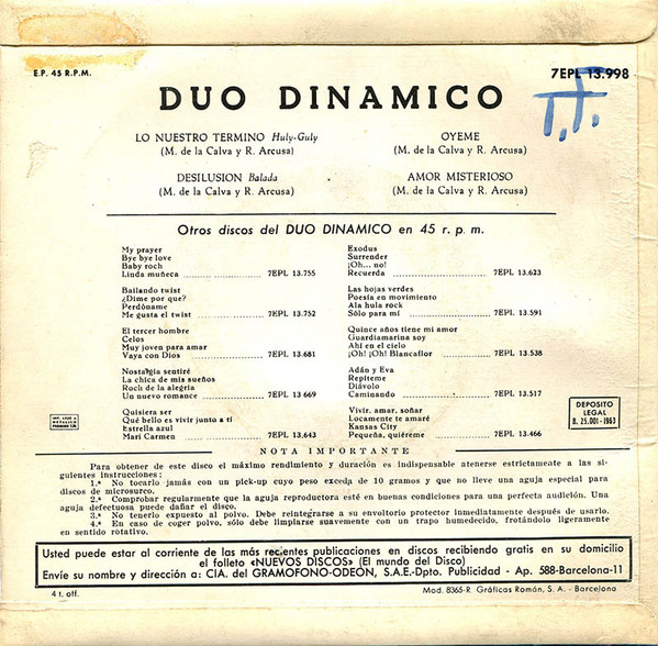 lataa albumi Dúo Dinámico - Lo Nuestro Termino Amor Misterioso Desilusion Oyeme