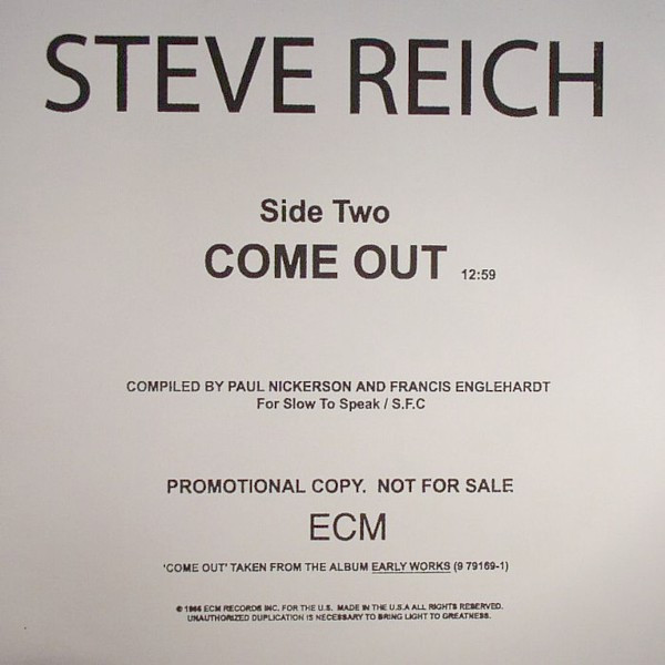 D Note/Steve Reich-D Votion/Come Out(12) - 洋楽