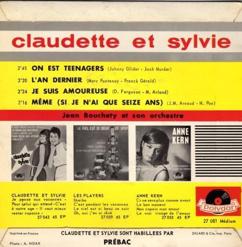 last ned album Claudette Et Sylvie - On Est Teenagers Lan Dernier Je Suis Amoureuse Même Si Je Nai Que Seize Ans