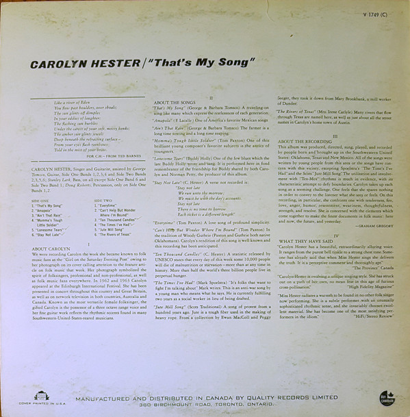 last ned album Carolyn Hester - Thats My Song