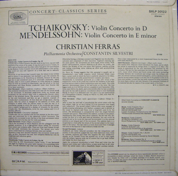 lataa albumi Tchaikovsky & Mendelssohn, Christian Ferras, Philharmonia Orchestra Constantin Silvestri - Violin Concertos