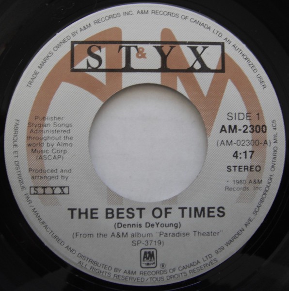 Styx – The Best Of Times (1981, Vinyl) - Discogs