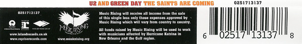 U2 And Green Day - The Saints Are Coming | Island Records (0251713137) - 3