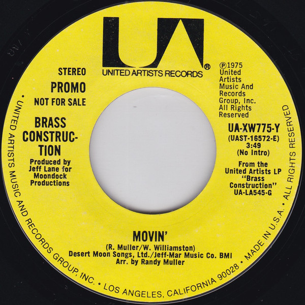 Brass Construction – Movin' (1976, Vinyl) - Discogs