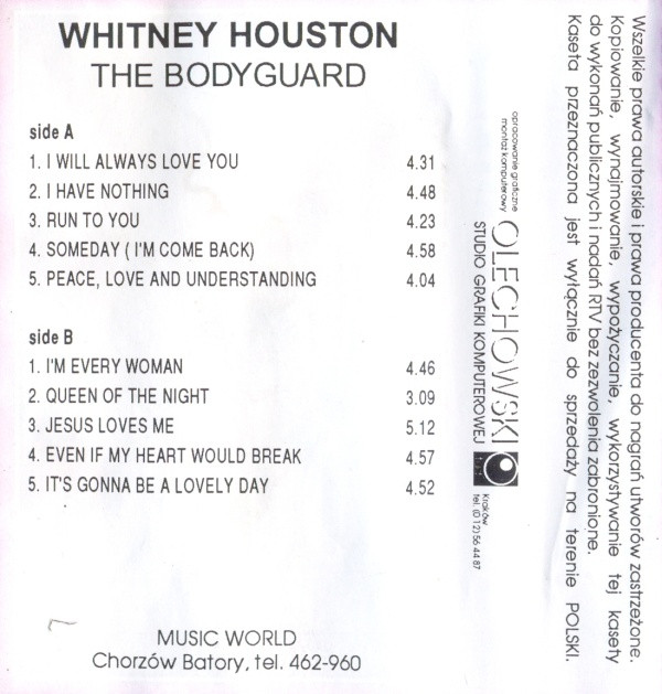 télécharger l'album Whitney Houston - The Bodyguard Original Motion Picture Soundtrack