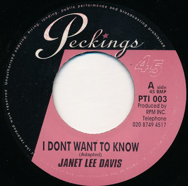 ladda ner album Janet Lee Davis - I Dont Want To Know