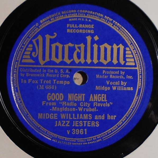 Midge Williams And Her Jazz Jesters – Good Night Angel / The Greatest  Mistake Of My Life (1938