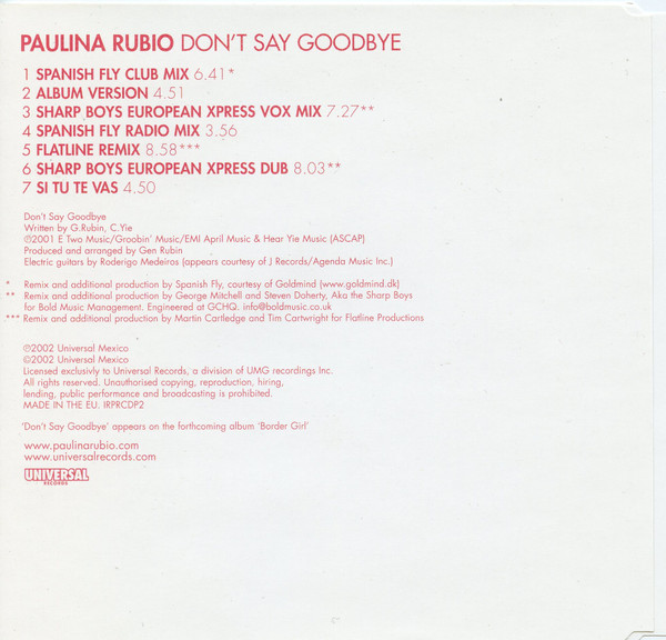 ladda ner album Paulina Rubio - Dont Say Goodbye