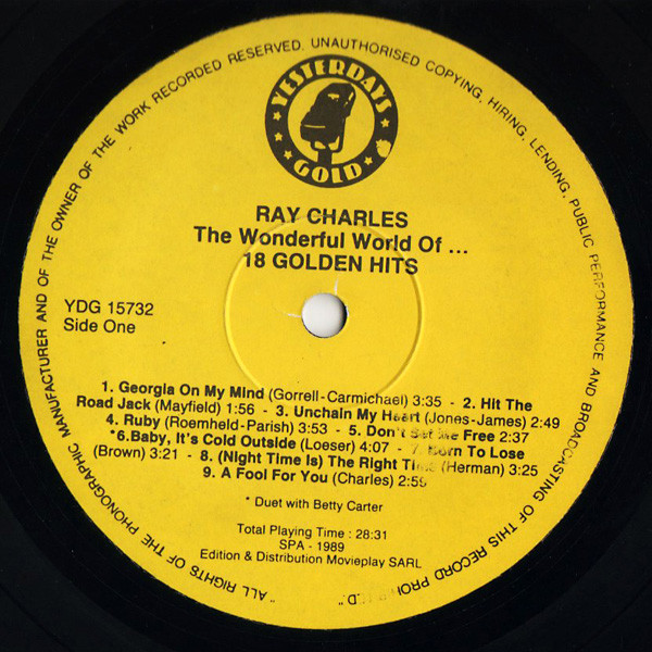 ladda ner album Ray Charles - The Wonderful World Of Ray Charles 18 Golden Hits