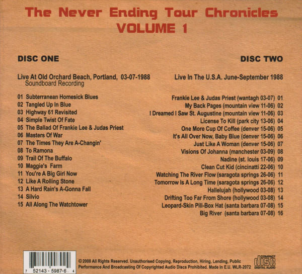 télécharger l'album Bob Dylan - The Never Ending Tour Chronicles Volume 1