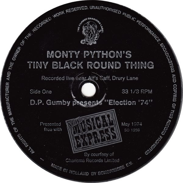 Monty Python – Monty Python's Tiny Black Round Thing (1974, Flexi 