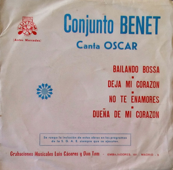 last ned album Conjunto Benet Canta Oscar - Bailando Bossa