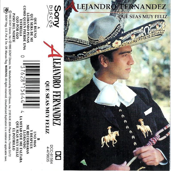 Alejandro Fernández - Que Seas Muy Feliz (Cassette, US, 1995) For Sale |  Discogs