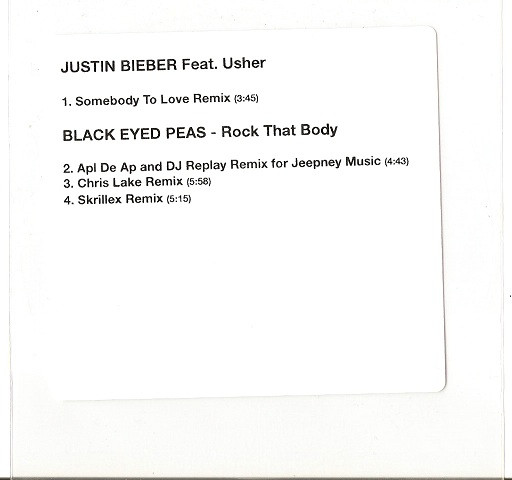 télécharger l'album Justin Bieber Feat Usher Black Eyed Peas - Somebody To Love Rock That Body