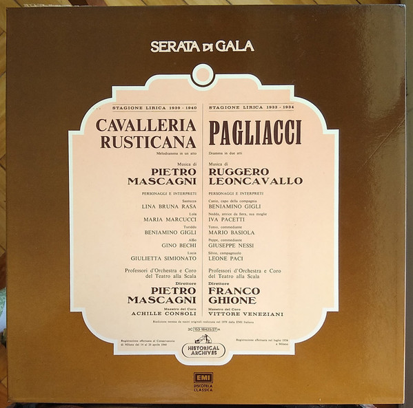 télécharger l'album Pietro Mascagni, Ruggiero Leoncavallo, Franco Ghione - Cavalleria Rusticana Pagliacci