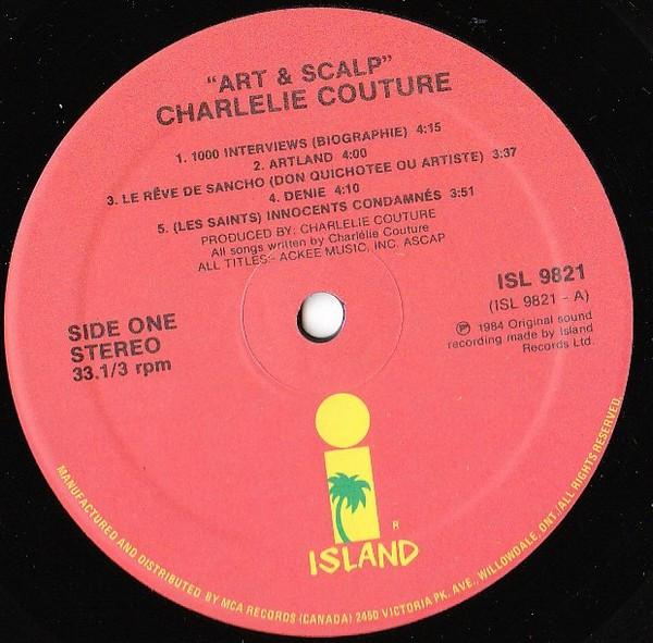 Charlélie Couture - Art & Scalp | Island Records (ISL-9821) - 3