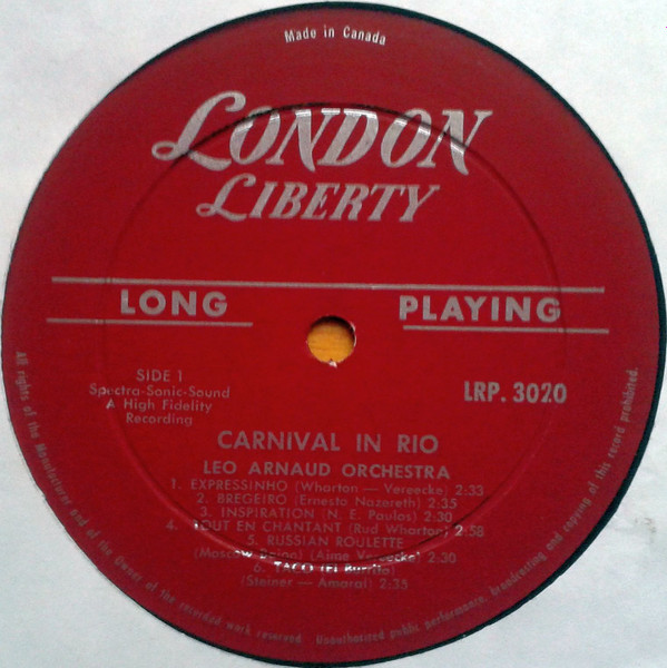 Leo Arnaud Orchestra – Carnival In Rio (1956, Vinyl) - Discogs