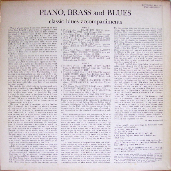 ladda ner album Various - Piano Brass Blues A Collection Of Classic Blues Accompaniments