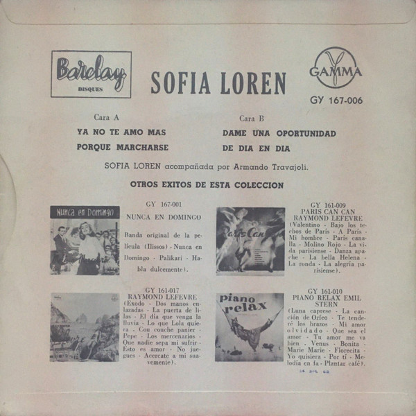 Album herunterladen Sophia Loren - Yo Ne Te Amo Mas Porque Marcharse Dame Una Oportunidad De Dia En Dia