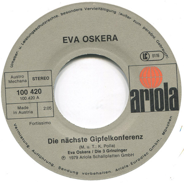 descargar álbum Eva Oskera - Die Nächste Gipfelkonferenz Müßte In Grinzing Sein